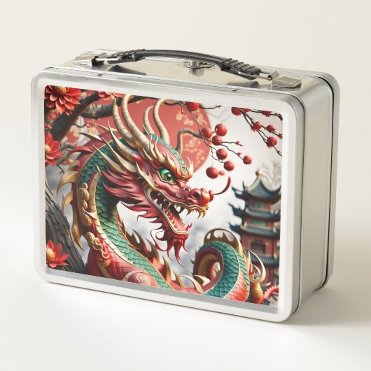 Chinesischer Neujahrdrache 2024 Monogram LBox02 Metall Brotdose (Rückseite)