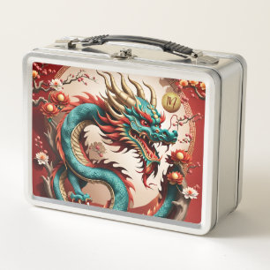 Chinesischer Neujahrdrache 2024 Monogramm LBox01 Metall Brotdose