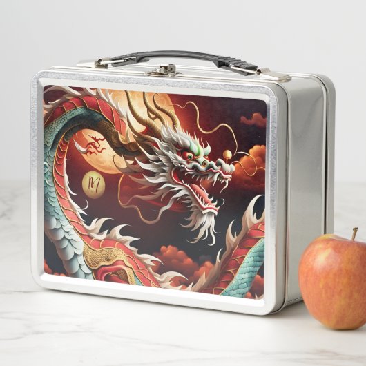 Chinesischer Neujahrdrache 2024 Monogramm LBox03 Metall Brotdose (Beispiel)