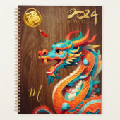 Chinesischer Neujahrdrache 2024 Monogramm LP Planer (Vorderseite)
