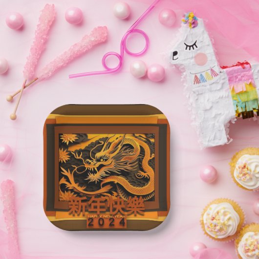 Chinesischer Neujahrdrache 2024 PPP01 Pappteller (Party)