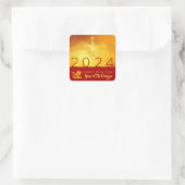 Chinesischer Neujahrdrache 2024 Red Gold SqS Quadratischer Aufkleber (Tasche)