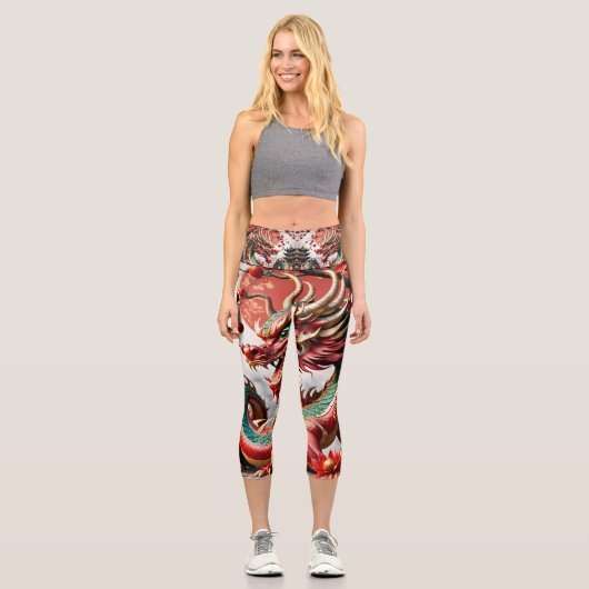 Chinesischer Neujahrdrache 2024 Zodiac Birthday Le Capri Leggings (Vorderseite)
