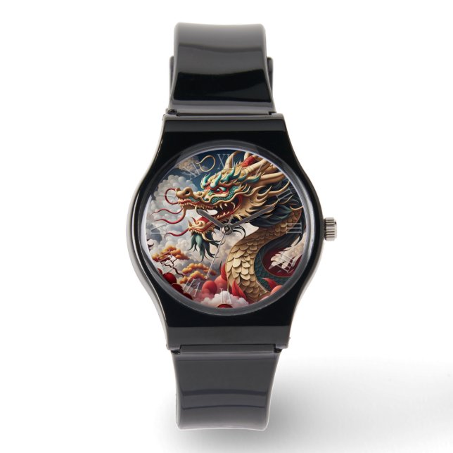 Chinesischer Neujahrdrache Zodiac Birthday Armbanduhr (Vorderseite)
