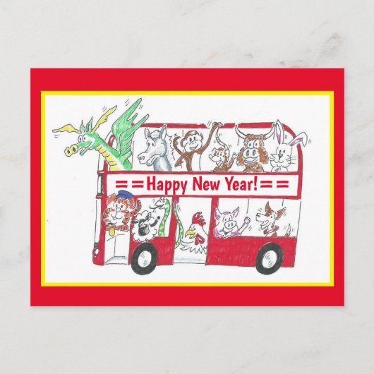 Chinesischer Neujahrsbus - Jahr der Tiger-Postkart Postkarte (Vorderseite)