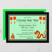 Chinesischer Neujahrsdrache 2024 Cartoon Einladung (Vorne/Hinten)