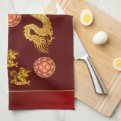 Chinesischer Neujahrsdrache 2024 dekoriert KT Geschirrtuch (Viertel Falte)