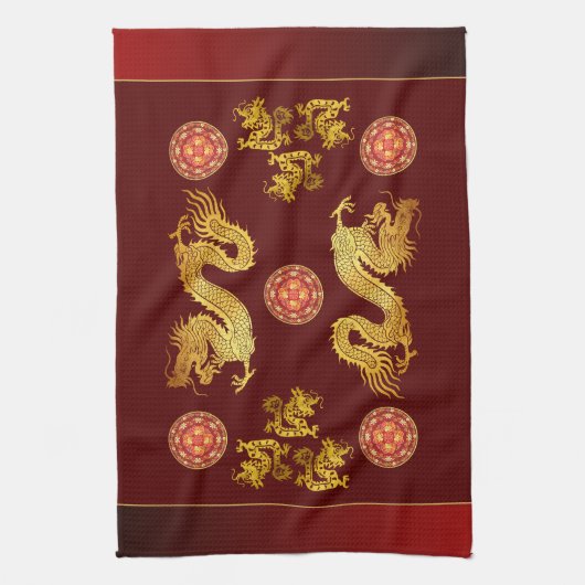 Chinesischer Neujahrsdrache 2024 dekoriert KT Geschirrtuch (Vertikal)