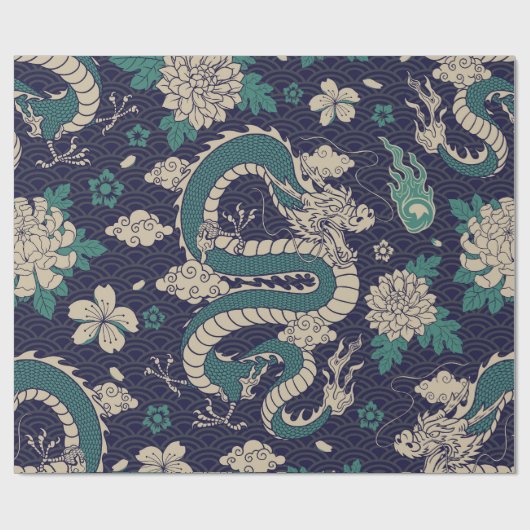 Chinesischer Neujahrsdrache 2024, Jahr des Drachen Geschenkpapier (Flach)