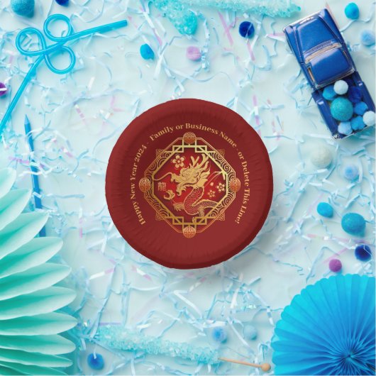 Chinesischer Neujahrsdrache 2024 Namensdrache hinz Pappteller (Party)