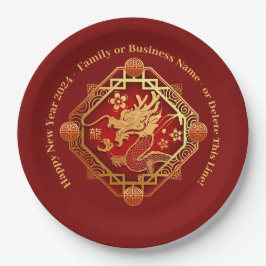 Chinesischer Neujahrsdrache 2024 Namensdrache hinz Pappteller