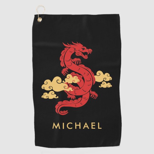 Chinesischer Neujahrsdrache 2024 Personalisiert Golfhandtuch (Vorderseite)