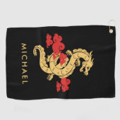 Chinesischer Neujahrsdrache 2024 Personalisiert Golfhandtuch (Horizontal)