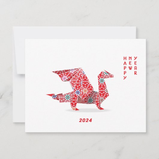 Chinesischer Neujahrsdrache 2024 Roter Origami Mitteilungskarte (Vorderseite)