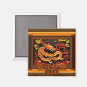 Chinesischer Neujahrsdrache 2024 SqM02 Magnet (Vorderseite/Rückseite)