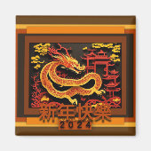Chinesischer Neujahrsdrache 2024 SqM02 Magnet (Vorne)