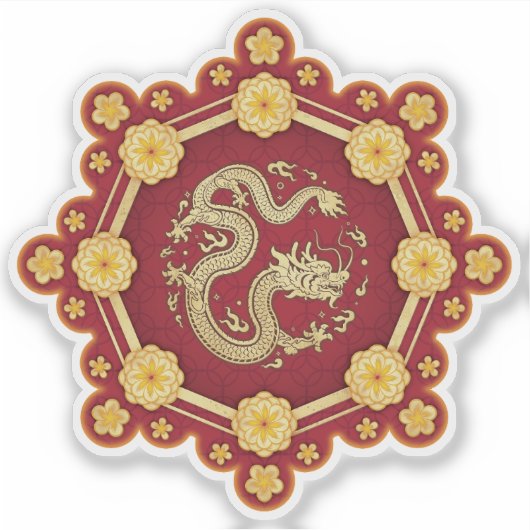 Chinesischer Neujahrsdrache Acht glückliche Golden Aufkleber (Vorderseite)