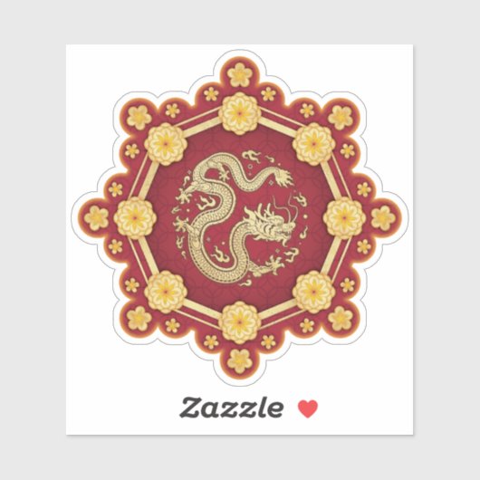 Chinesischer Neujahrsdrache Acht glückliche Golden Aufkleber (Blatt)