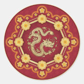 Chinesischer Neujahrsdrache Acht glückliche Golden Runder Aufkleber (Vorderseite)