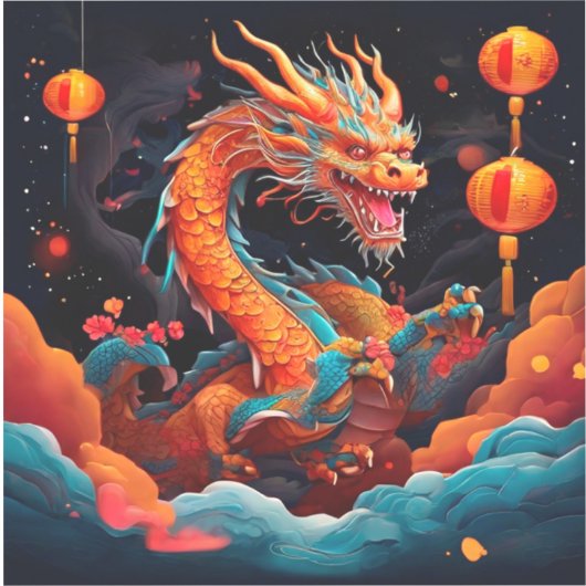Chinesischer Neujahrsdrache Aufkleber (Vorderseite)