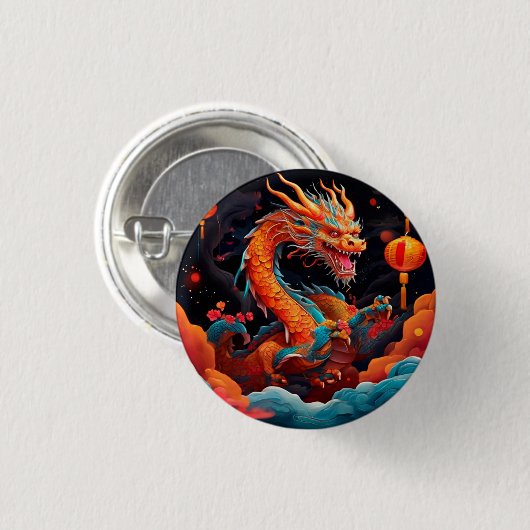 Chinesischer Neujahrsdrache Button (Vorne & Hinten)