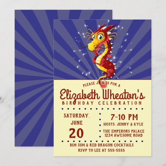 Chinesischer Neujahrsdrache Einladung (Vorne/Hinten)