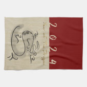 Chinesischer Neujahrsdrache Originalgemälde Zodiac Geschirrtuch (Horizontal)