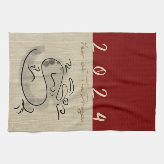 Chinesischer Neujahrsdrache Originalgemälde Zodiac Geschirrtuch (Horizontal)