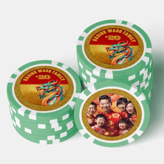Chinesischer Neujahrsdrache personalisiertes Foto  Pokerchips (Stapel)