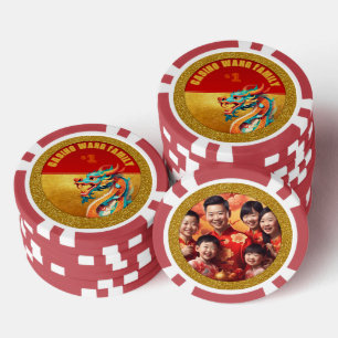 Chinesischer Neujahrsdrache personalisiertes Foto  Pokerchips
