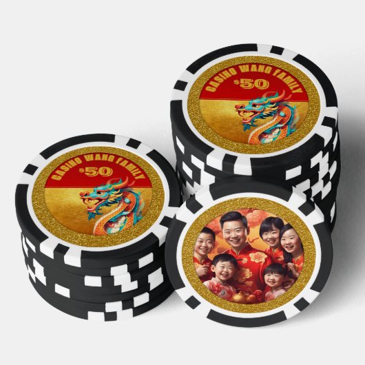 Chinesischer Neujahrsdrache personalisiertes Foto Pokerchips (Stapel)