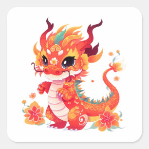 Chinesischer Neujahrsdrache Quadratischer Aufkleber