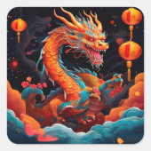 Chinesischer Neujahrsdrache Quadratischer Aufkleber (Vorderseite)