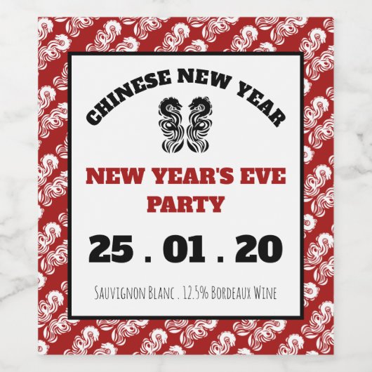 Chinesischer Neujahrsdrache Weinetikett (Einzelnes Label)