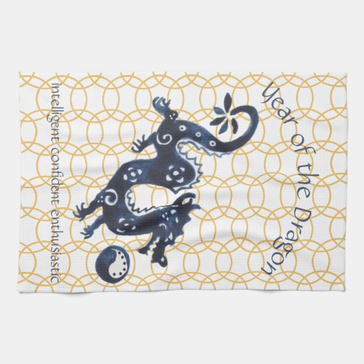Chinesischer Neujahrsdragon Zodiac Tierminimum Geschirrtuch (Horizontal)
