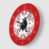 Chinesischer Neujahrsextrakt mit roten Blüten Große Wanduhr (Winkel)