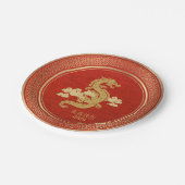 Chinesischer Neujahrsgolddrache Roter Film Pappteller (Schrägansicht)