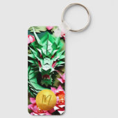 Chinesischer Neujahrsgrüner Drache Origami Monogra Schlüsselanhänger (Rückseite)