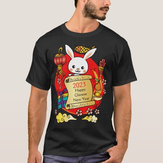 Chinesischer Neujahrshändler-Cartoon T-Shirt (Vorderseite)