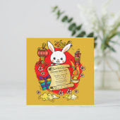 Chinesischer Neujahrshasen-Cartoon Einladung (Stehend Vorderseite)