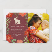 Chinesischer Neujahrshasen-Foto Feiertagskarte (Vorderseite)