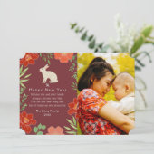 Chinesischer Neujahrshasen-Foto Feiertagskarte (Stehend Vorderseite)