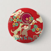 chinesischer Neujahrshund Button (Vorderseite)