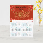 Chinesischer Neujahrskalender 2023 Karte (Gelbe Blume)