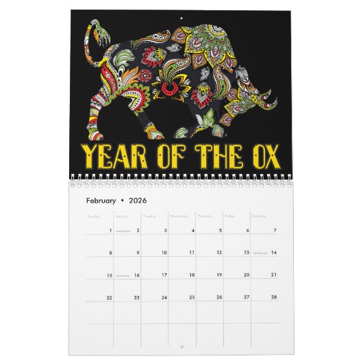 Chinesischer Neujahrskalender 2024 - Tierart Zodia Kalender (Feb 2026)