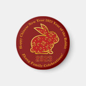 Chinesischer Neujahrsname 2023 Rabbit Gold 1,5" Magnet (Vorne)
