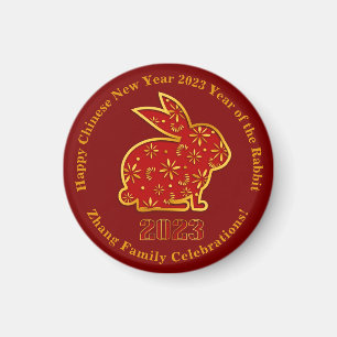 Chinesischer Neujahrsname 2023 Rabbit Gold 1,5" Magnet
