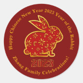 Chinesischer Neujahrsname 2023 Rabbit Gold 1,5" Runder Aufkleber (Vorderseite)