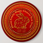 Chinesischer Neujahrsname 2023 Rabbit Gold Red 6" Button (Vorderseite)