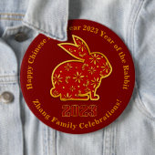 Chinesischer Neujahrsname 2023 Rabbit Gold Red 6" Button (Beispiel)